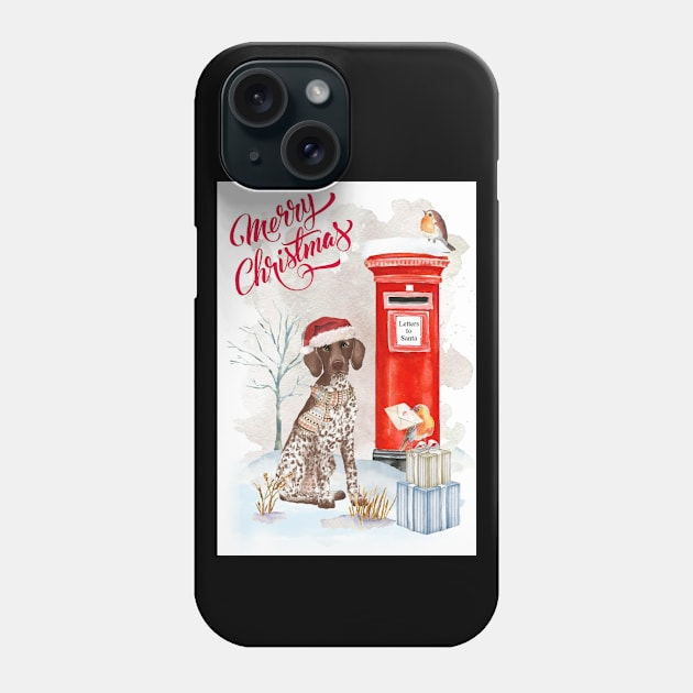 German Shorthaired Pointer Merry Christmas Santa Dog Phone Case by Puppy Eyes