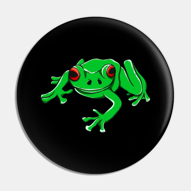 Tree Frog Green Amphibian Illustration Pin by Foxxy Merch