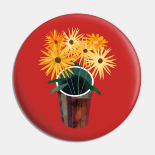 Vase of Yellow Flowers Pin