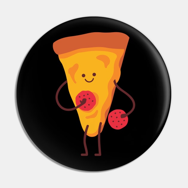 Cartoon Pepperoni Cute Pizza Slice Pin by InkyArt