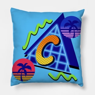 Initial Letter C - 80s Synth Pillow
