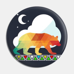 Bear walking in the night Pin