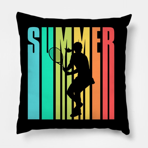 US Open Summer Tennis Silhouette Pillow by TopTennisMerch