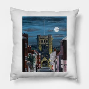 Norman Tower in the Moonlight Painting Pillow