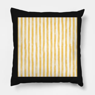 Beach day watercolor stripes in soft sunny yellow Pillow