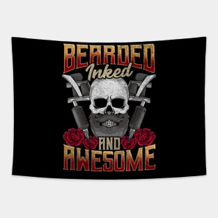 Bearded Inked And Awesome Funny Tattooed Dad Tapestry