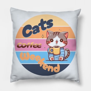 Cats coffee weekend Cute Design V1 Pillow