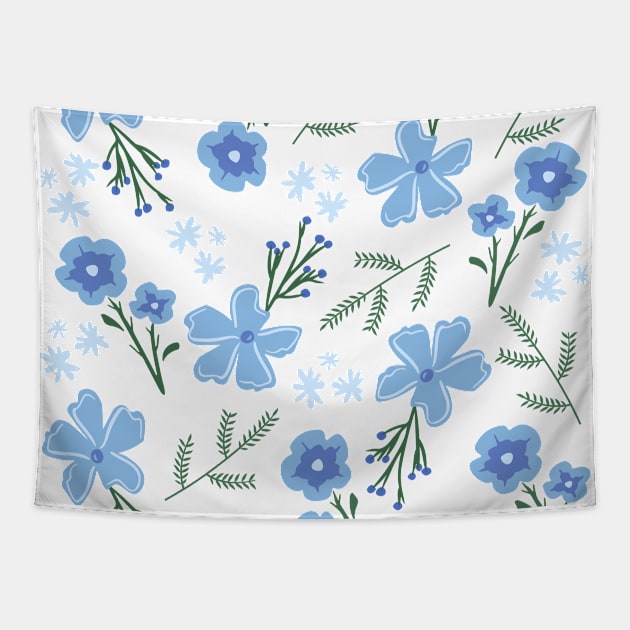 Blue wildflowers exotic flowers pattern Tapestry by CuTeGirL21