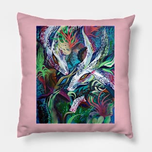 White Rabbit in Exotic Tropics Pillow