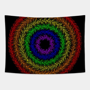 Rainbow Doodle Circles Tapestry