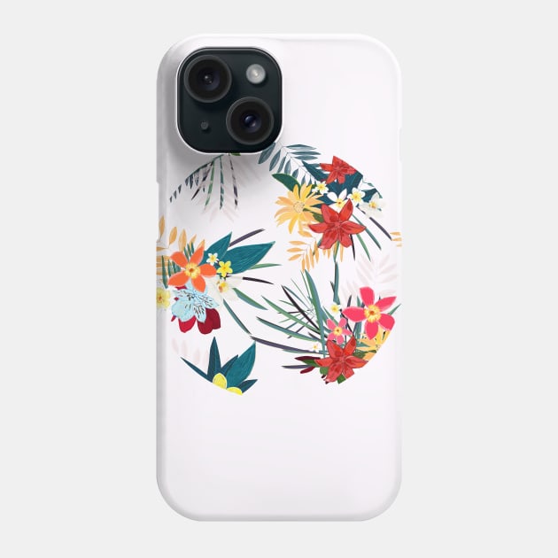 Frangipani, lily palm leaves tropical vibrant colored trendy flower Phone Case by GULSENGUNEL