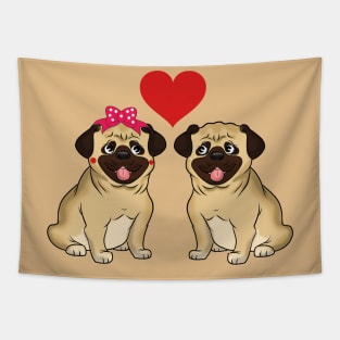 Pug love Tapestry