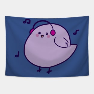 Purple Headphones Bird Tapestry