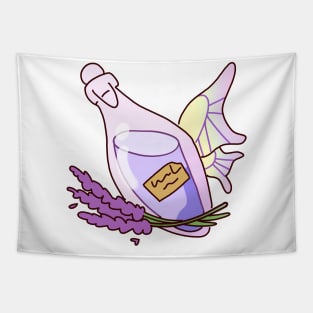 Purple Wings: Glass Bottle with Lilac Water and Grass Tapestry