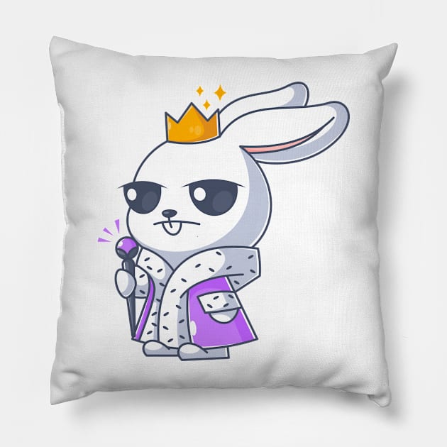 Cute bunny king wearing king clothes and crown Pillow by Wawadzgnstuff