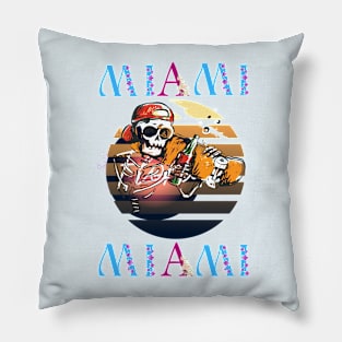 Calavera skate riding Miami Pillow