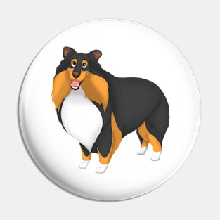 White, Black & Tan Shetland Sheepdog Dog Sheltie Pin