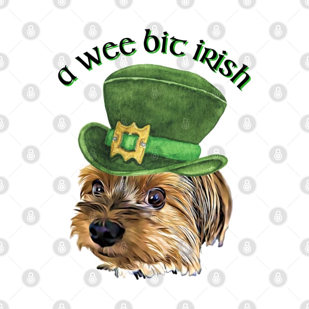 A  Wee Bit Irish Cute Yorkshire Terrier St Patrick's Day by AdrianaHolmesArt