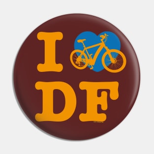 I Love Cycling DF Orenge Blue / Yo Amo andar en Bicicleta en el DF / Chilango Pride / Orgullo Chilango Graphic Pin