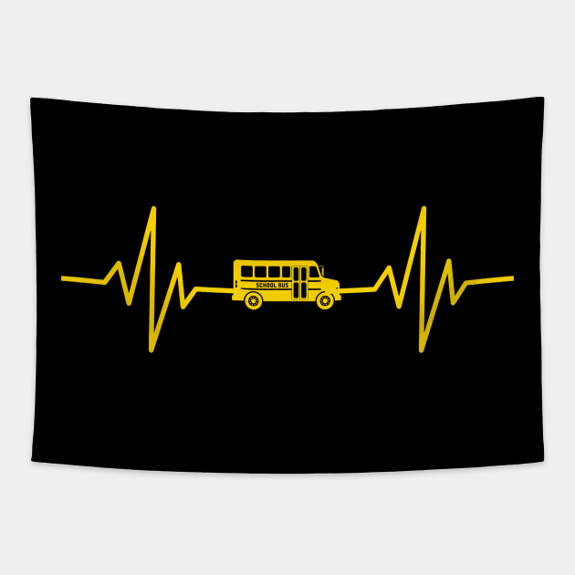 Funny School Bus Driver Gift Love School Bus Heartbeat Tapestry by alyseashlee37806