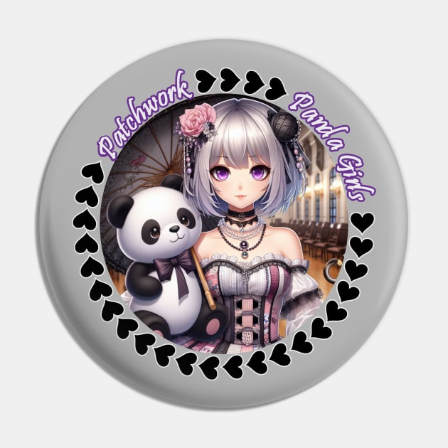 Patchwork Panda Girls Pin by PlayfulPandaDesigns