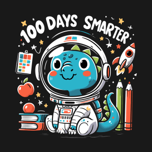 100Th Day Of School 100 Days Smarter Funny Dino T-Shirt