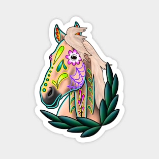 Day of the Dead Light Palomino Sugar Skull Horse Magnet