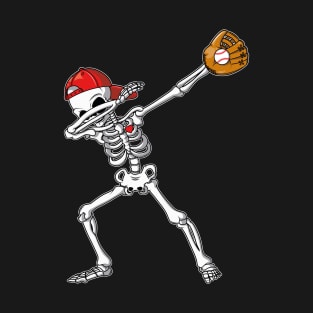 Dabbing Skeleton Baseball Funny Boys Halloween Gift T-Shirt