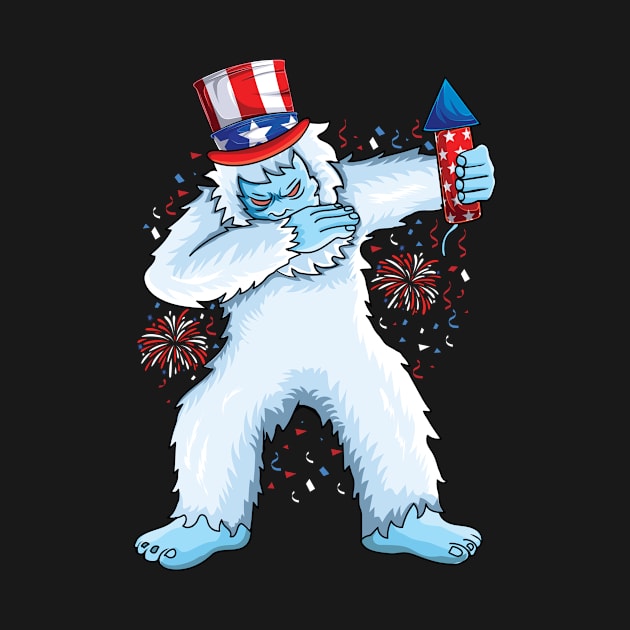 USA American Flag dabbing yeti Sasquatch 4th of July by UNXart