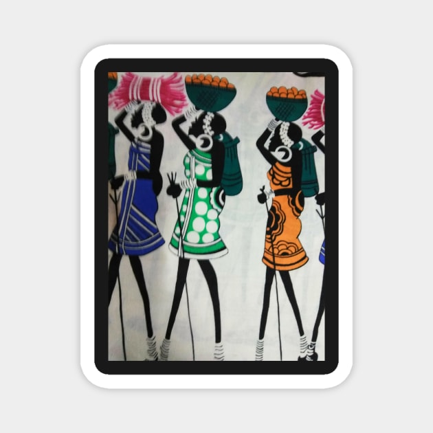 African Ladies in Colorful Dresses Magnet by CrazyCraftLady