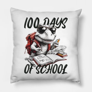 100 days of school T-Rex With Glasses Pillow