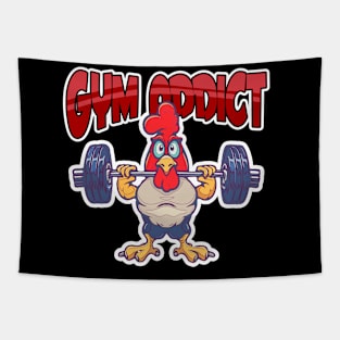 Gym Addict Chicken Working out with weights Tapestry