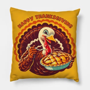 Happy Thanksgiving Turkey retro Pillow
