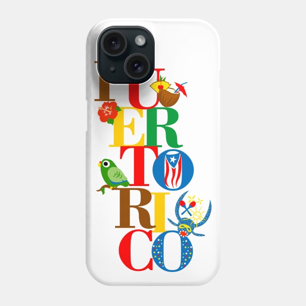 Puerto Rico Flag Flower Parrot Pina Colada Vejigante Colorful Symbols Phone Case by bydarling