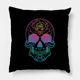 Rainbow sugar skull Pillow