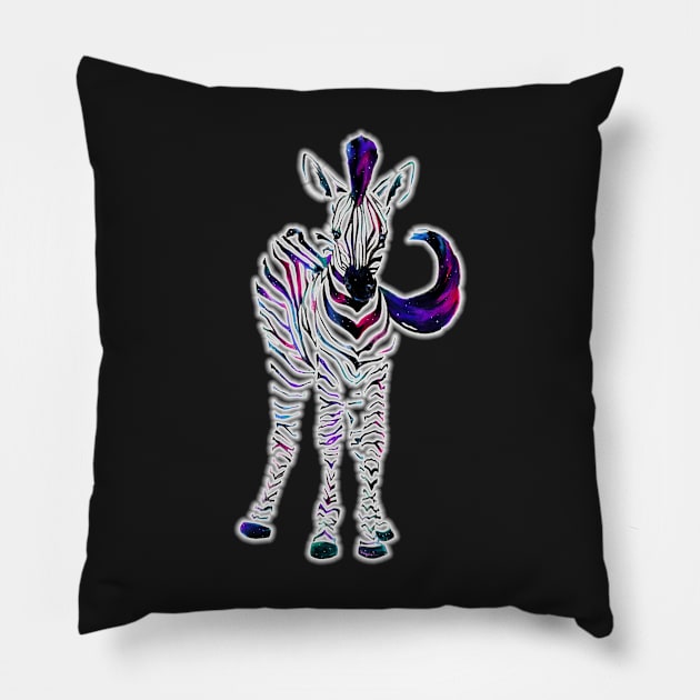 Galaxy Zebra Pillow by FishWithATopHat