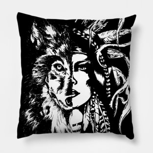 Indian Wolf Pillow
