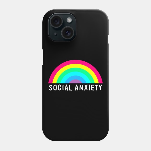 Social Anxiety Rainbow White Phone Case by GAz