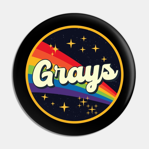 Grays // Rainbow In Space Vintage Style Pin by LMW Art