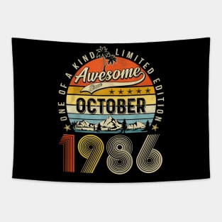 Awesome Since October 1986 Vintage 37th Birthday Tapestry