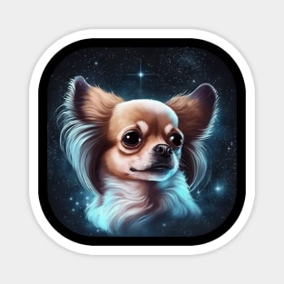 Long Hair Chihuahua Art in Space Magnet