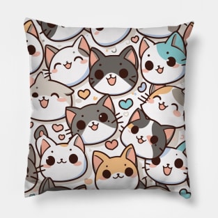 Happy Cute Cats Pattern Pillow