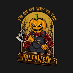 Scary Halloween Pumpkin Face T-Shirt