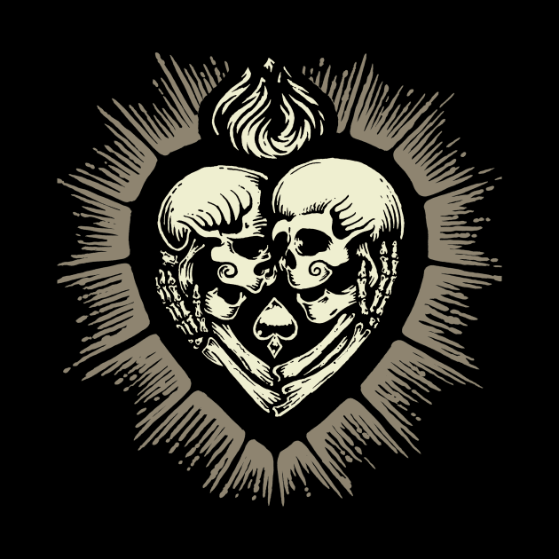 SACRED HEART SKULL LOVERS by Roberto Jaras Lira