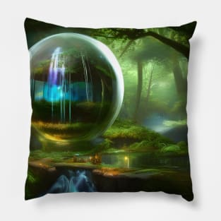 Waterfalls Inside Glass Ball Pillow