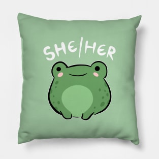 She / Her Frog: A Journey Through Cute Kawaii Characters Celebrating Femininity & Empowerment Pillow