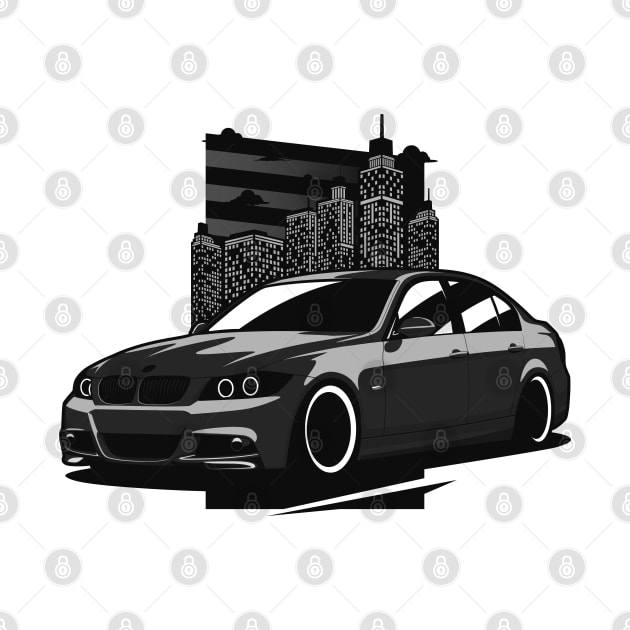 Black E90 Sedan City Skyline by KaroCars