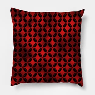 4 Leaf Quatrefoils in Black and Ruby Red Vintage Faux Foil Art Deco Vintage Foil Pattern Pillow