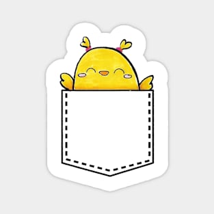 Cheerful little chick in a pocket Magnet