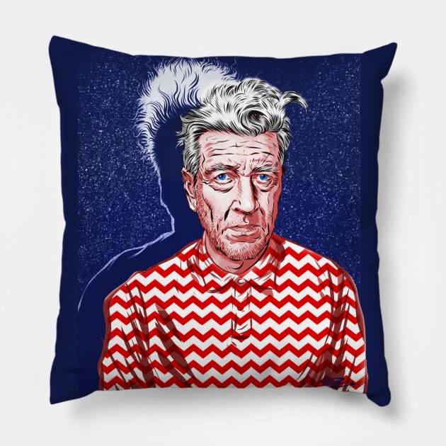 David Lynch - An illustration by Paul Cemmick Pillow by PLAYDIGITAL2020